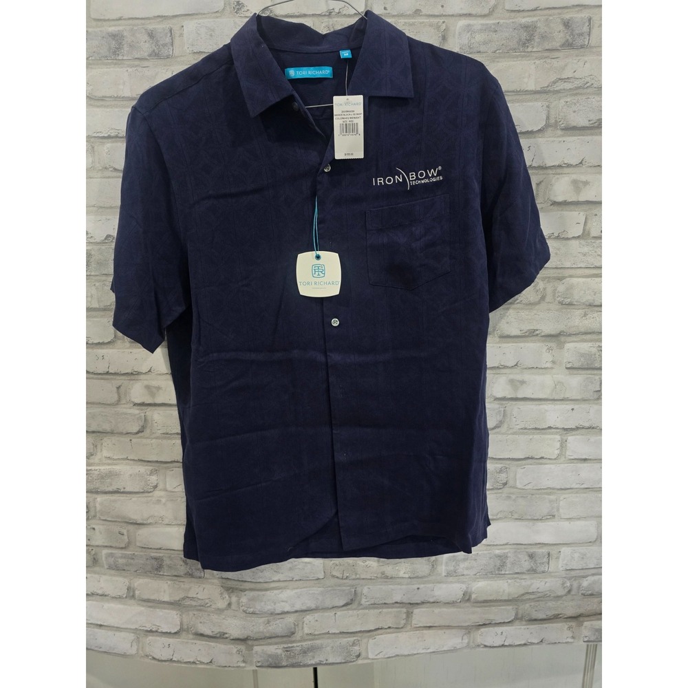 Tori Richard M‎ Geometric Breeze Block Midnight Blue Hawaiian/Aloha NWT Logo